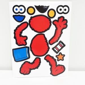 Sesame Street Elmo Build a Character Sticker Sheet - Muppets Jim Henson