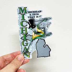 Vintage MICHIGAN Michigan J. Frog Looney Tunes Y2K Large Vending Machine Sticker - New in Sleeve