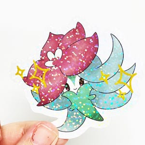 Pokemon Shiny Gossifleur Pink Glitter Prismatic Flower Vinyl Sticker