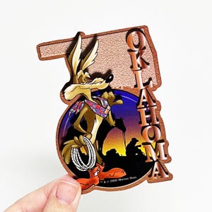 Vintage OKLAHOMA Wile E. Coyote Looney Tunes Y2K Large Vending Machine Sticker - New in Sleeve