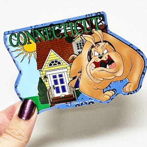 Vintage CONNECTICUT Hector the Bulldog Looney Tunes Y2K Large Vending Machine Sticker - New in Sleeve
