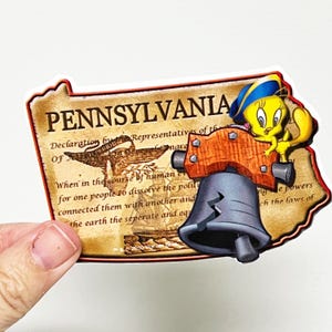 Vintage PENNSYLVANIA Tweety Bird Looney Tunes Y2K Large Vending Machine Sticker - New in Sleeve