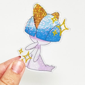 Pokemon Shiny Ralts Glitter Prismatic Vinyl Sticker