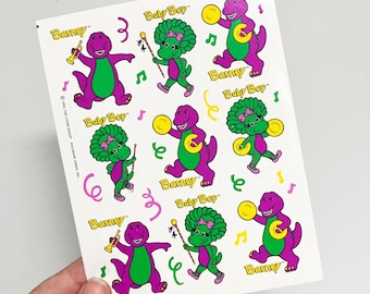 Vintage 1993 Hallmark Barney & Baby Bop Lyons Group Sticker Sheet 80s 90s