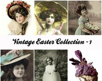 60 Vintage Easter Photo  and Art Images Collection, Free To Use  Altered Art Projects, Collage or Cards Instant Digital Download JPG  Files