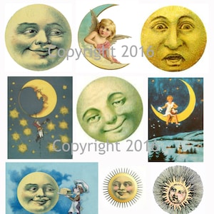 Printable Victorian Celestial Images Collage Sheet. #101 Instant Digital Download, Easter Scrapbooking, Altered Art