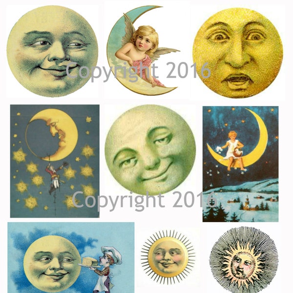 Printable Victorian Celestial Images Collage Sheet. #101 Instant Digital Download, Easter Scrapbooking, Altered Art