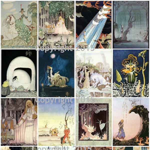 Kay Nielsen VINTAGE Collage Sheet 102 Digital RARE Ilustrations Téléchargement numérique instantané