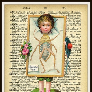 Vintage Art Print  Bug Boy on Ephemera Dictionary Page Wall Decor Instant Digital Download, Unframed,  JPG and PDF  8 x 10&quot;