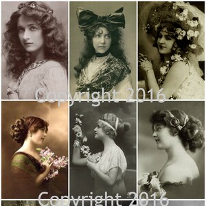 Printable Vintage Women  Photo Images  Collage Sheet.  Instant Digital Download, Mother&#39;s Day, Scrapbook Embellishments