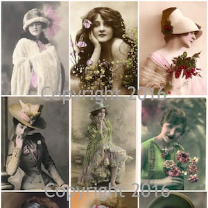 Printable Vintage Women  Photo Images  Collage Sheet.  Instant Digital Download, Mother&#39;s Day, Scrapbook Embellishments