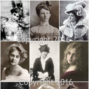 Printable Vintage Women  Photo Images  Collage Sheet.  Instant Digital Download, Mother&#39;s Day, Scrapbook Embellishments
