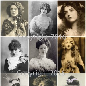 Printable Vintage Women  Photo Images  Collage Sheet.  Instant Digital Download, Mother&#39;s Day, Scrapbook Embellishments