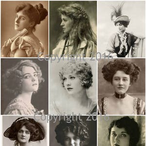 Printable Vintage Women  Photo Images  Collage Sheet.  Instant Digital Download, Mother&#39;s Day, Scrapbook Embellishments