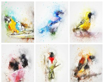 Druckbare Aquarell Vögel Sofortiger digitaler Download, Blumen, Scrapbook Verzierungen