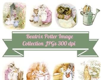 48 Peter Rabbit and Friends Collection JPG Image  Files Instant Download, Beatrix Potter  Art Images