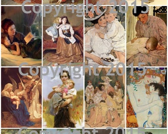 Mothers Day 101 Mother and Child Art Image Tiles Collage Sheet
