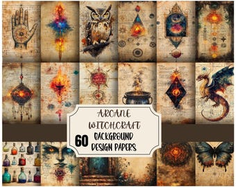 Arcane Witchcraft Journal Seiten, 60 druckbare Papiere, Alchemie Symbole, Occult Vintage Ephemera, Dark Academia | PDF Digitaler Download