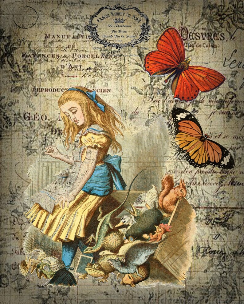 Printable Vintage Alice In Wonderland Illustration By John Etsy