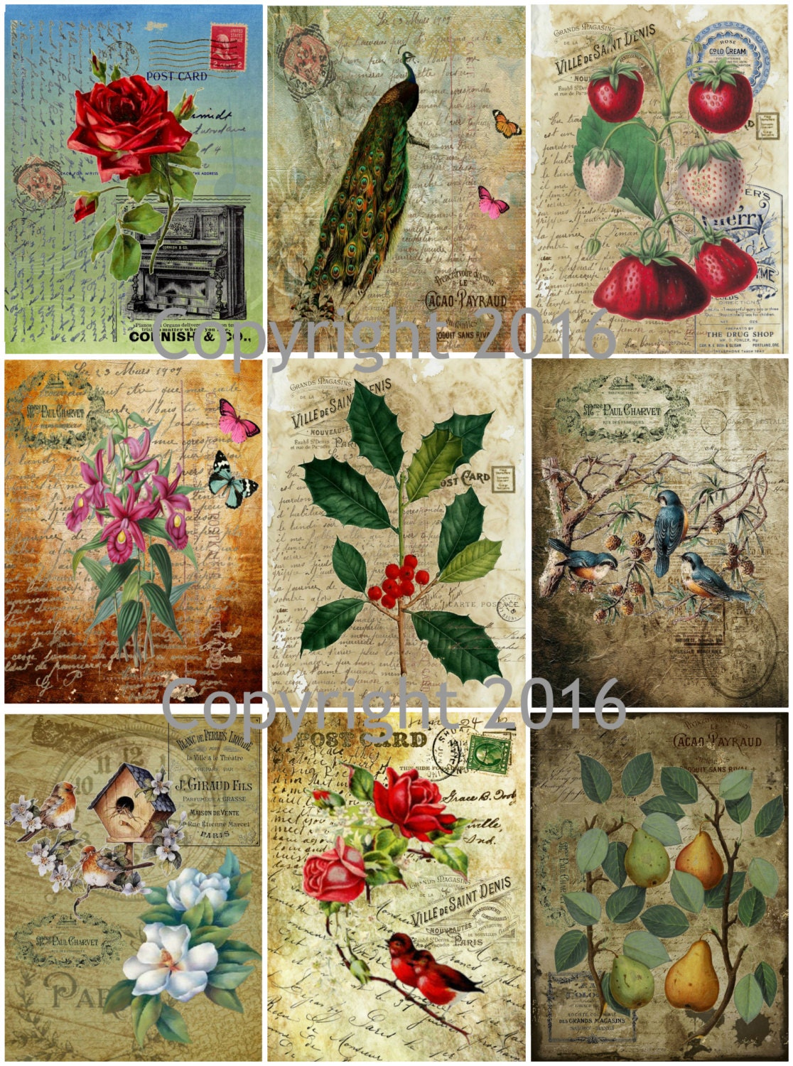Printable Vintage Ephemera Labels Collage Sheet #5 Instant Digital ...