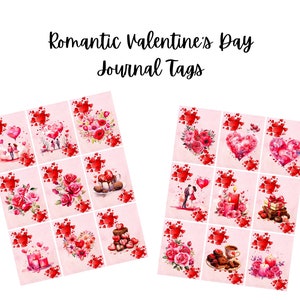 Set of 2 Valentine&#39;s Day Cards Digital Collage Sheet Tags for Altered Art, Scrapbooking, Cards, Instant Digital Download JPG and PDF