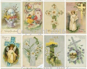 Printable Victorian Easter Cards Collage Sheet. #102 Instant Digital Download, Easter Eggs, Easter Rabbits, Bunnies, Scrapbooking