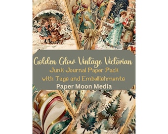 Golden Glow Vintage Victorian Christmas Junk Journal Kit –  Papers, Tags, Circles & Ephemera | 96 Printable  Pages PDF | Digital Download