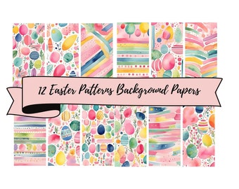 12 Easter Patterns Background Sheets of 12 x 12" JPG Digital Background Papers , Scrapbooking, Junk Journals, Card Making
