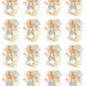 Peter Rabbit Beatrix Potter Digital Print , Oval Collage, Nursery Decor, Scrapbooking, Art, Altered Art, Instant Download JPG file