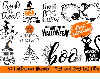 53 Halloween SVG + PNG Bundle – Spooky Clipart for Cricut and Sublimation | Digital Download | Ghosts, Witches and More! | Commercial Use