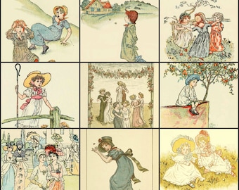 Over 400 Images by Kate Greenaway Children&#39;s Nursery Artwork and Book Illustrations for Instant Digital Download