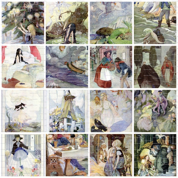Beautiful Collection of Vintage Fairy Tale Images by Anne Anderson, Decorate Nursery, Digital Graphics, Illustrations, Instant Download JPG