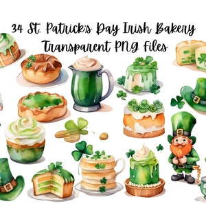 34 Celtic Saint Patrick&#39;s Day Bakery  #2 Images Clip Art Transparent PNG Files Instant Download, Scrapbooking, Card making, digital