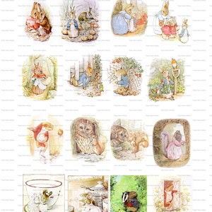 Beatrix Potter Collage, Peter Rabbit, Jemima Puddle Duck, Squirrel Nutkin and More, Instant Digital Download JPG and PDF