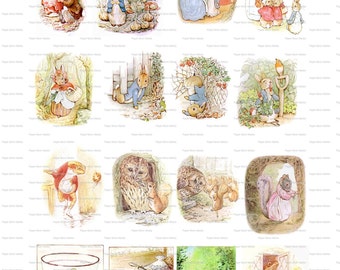 Beatrix Potter Collage, Peter Rabbit, Jemima Puddle Duck, Squirrel Nutkin and More, Instant Digital Download JPG and PDF