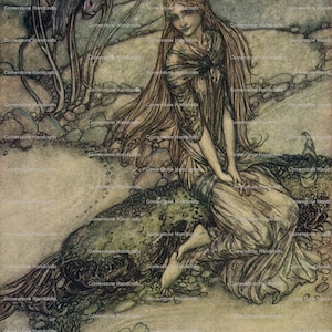 Sofortiger digitaler Download UNDINE 5 Drucke Vintage selten M&auml;rchen Kunst von Arthur Rackham 101