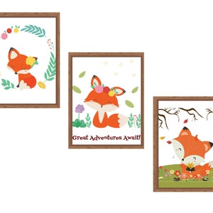 Kindergarten-Kunstdruck-Set von 3 Baby Herbst Fuchs, Kinderzimmer, Baby-Wand-Kunst, sofortiger digitaler Download druckbare 8 x 10&quot; Jpg und PDF