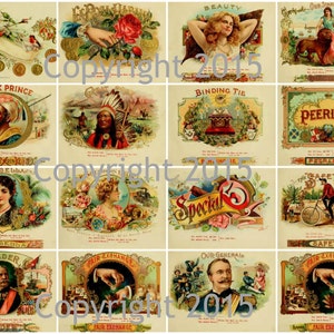 Vintage Victorian Cigar Labels Collage Sheet Instant Digital Download,  for Decoupae, Altered Art, Scrapbook Embellishments JPG and PDF