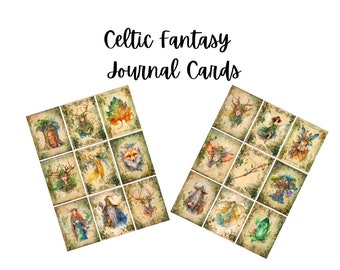 18 Celtic Fantasy Cards and 2 Collage Sheets of Tags for Altered Art,ATC, Scrapbooking, Journals, Instant Digital Download