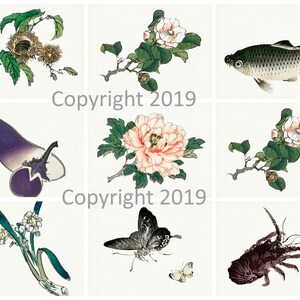 Japanese Art Collage Sheet Instant  download Decoupage, Altered Art, Gift Tags, Card Making JPG and PDF
