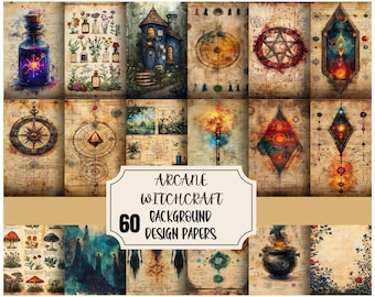 Arcane Witchcraft Journal Pages, 60 Printable Papers #3, Alchemy Symbols, Occult Vintage Ephemera, Dark Academia | PDF Digital Download