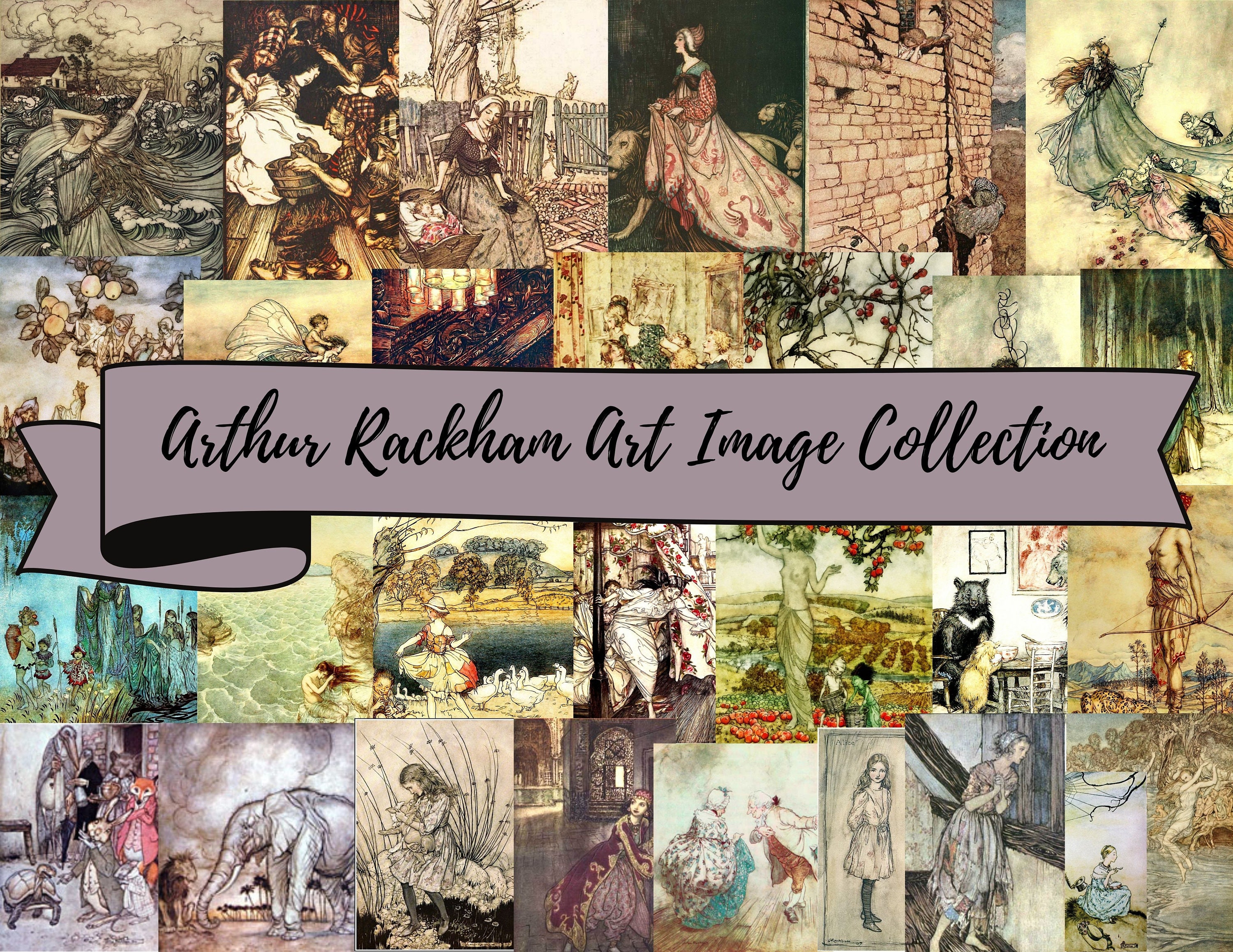 7 Pages of VINTAGE Arthur Rackham Fairy Tale Art Images Instant Digital ...