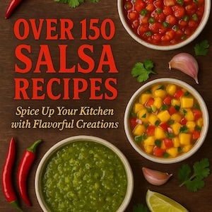 150+ Salsa Recipes eBook PDF – Digital Cookbook Download – Easy Homemade Salsa, Dip + Sauce Recipes – Mexican, Fruit, Verde, & Spicy Styles