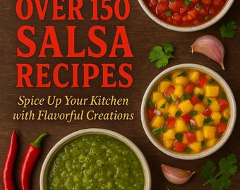 150+ Salsa Recipes eBook PDF – Digital Cookbook Download – Easy Homemade Salsa, Dip + Sauce Recipes – Mexican, Fruit, Verde, & Spicy Styles
