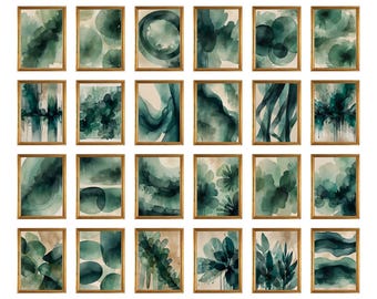 Sage Green Abstract Gallery Wall Art Set of 68 Prints | Sage Green Abstract Decor |  Nature Art Printable Collection | Instant Download