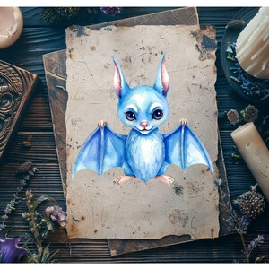 22 Mystical Blue Bats Clipart Bundle – Watercolor PNG Graphics for ...