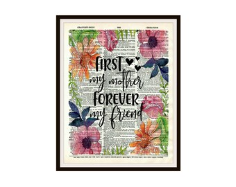 Mother's Day Quote Art Print on  Ephemera Dictionary Page Wall Decor Instant Digital Download, Unframed,  JPG and PDF  8 x 10"