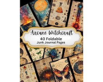 Arcane Witchcraft faltbares Junk Journal Seiten #3 | 40 Seiten | Gothic Grimoire Ephemera | PDF Digitaler Download