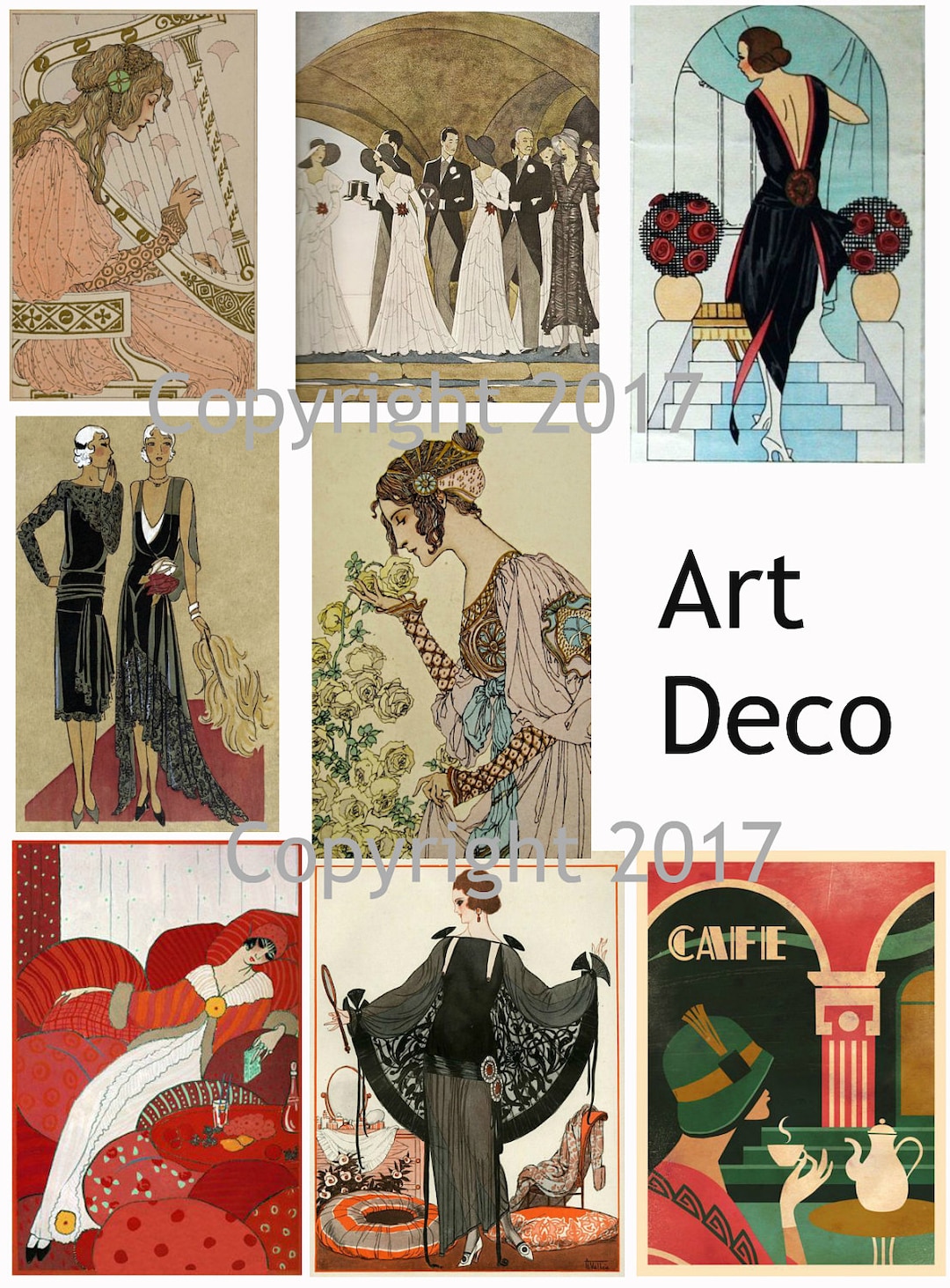 Vintage Art Deco Cards Collage Sheet #106 Instant Digital Download ...