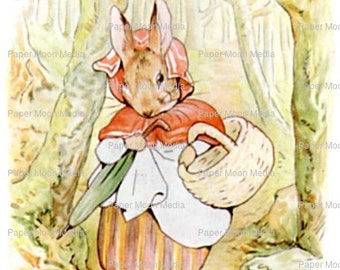 Large Nursery Digital Print From Beatrix Potter:  Mother Rabbit,  Instant Download JPG file